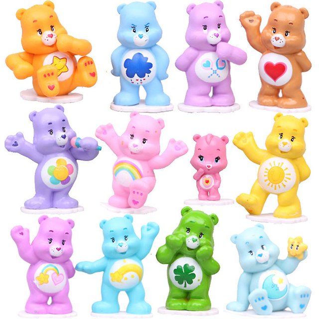 12pcs Mini Anime Figures Model Bear Ornament Kids Toys Home Decoration Gifts Random Color, Random Pattern