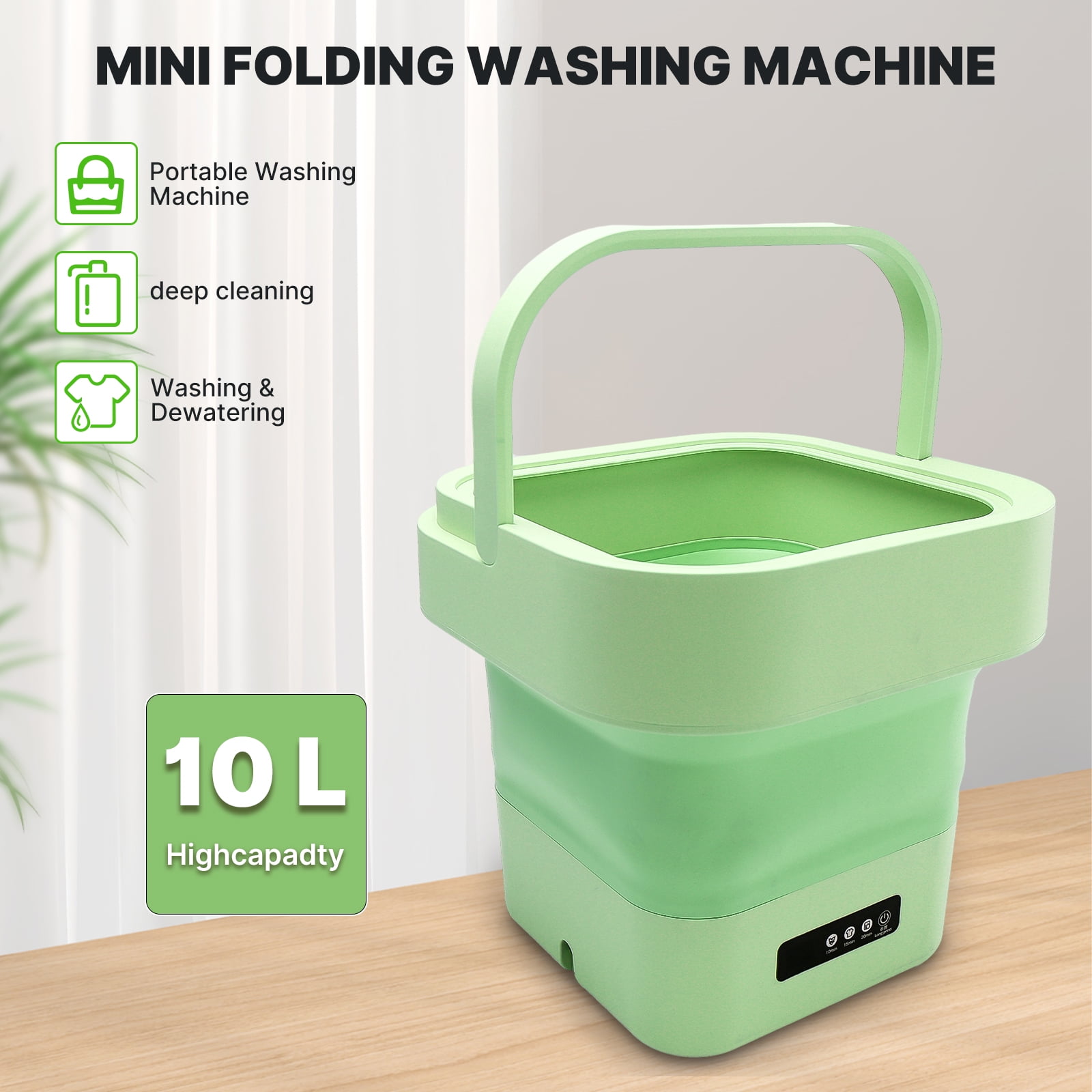 iMeshbean Portable Washing Machine,10L Foldable Mini Washer with 3 Modes for Deep Cleaning Baby Clothes and Underwear,Small Washing Machine for Apartments, Dorms, Camping, RVs and Travel