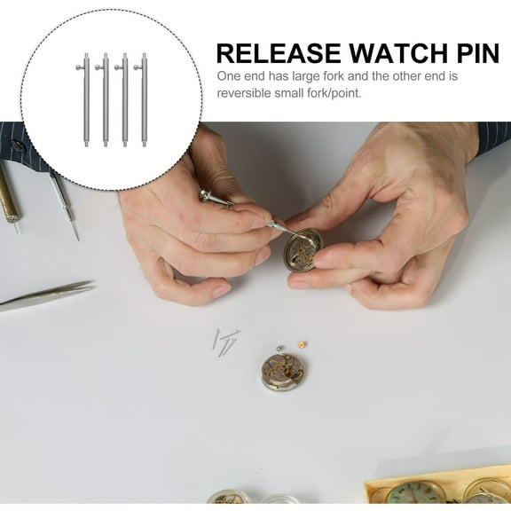 LABSERRON 4Pcs Notched Tube Pin for Watch Stainless Steel Watchband Replacements