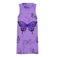 thumbnail image 3 of Purple Butterfly Spring Summer Dresses for Women Fashion T-shirt Dress Casual Sleeveless Loose Sundress with Pockets, 3 of 5