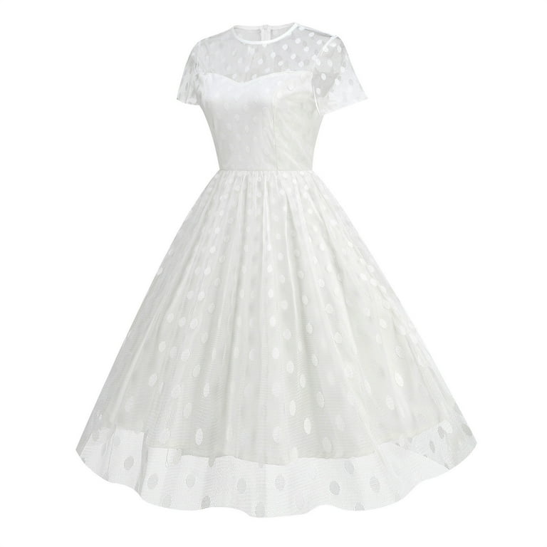 open lace back dress Vintage Prom Dress Tea Length Prom Dress 50s Prom Dress 1950s Wedding Dress ,MA064