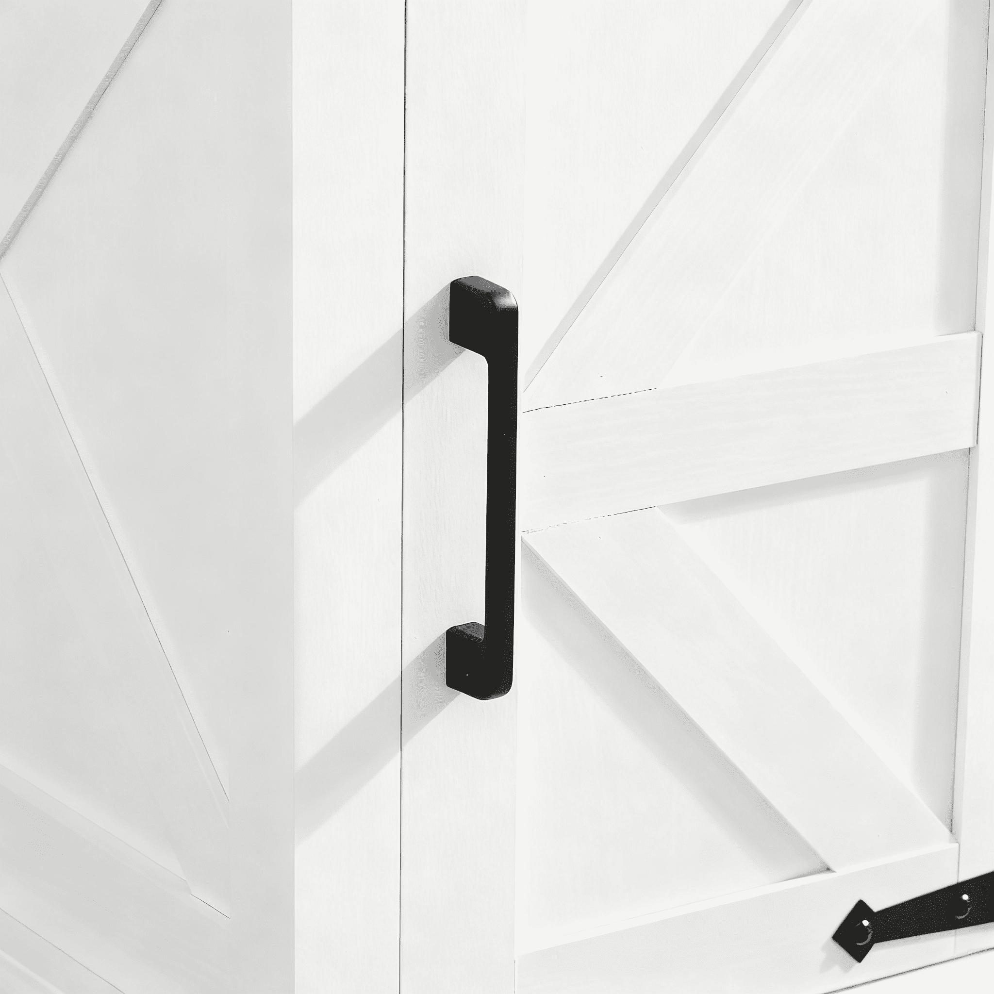 Farmhouse end table Nightstand Rectangular Farmhouse End Table with Barn Door and Adjustable Storage Shelf, Rustic Sofa Side Table for Living Room, Bedroom, White