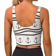 thumbnail image 4 of Goofa Anchors and Ropes Printed Sports Bras for Women, High Impact Running Bra Workout Crop Tank Tops Longline Sports Bra Push up-X-Large, 4 of 9