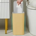 thumbnail image 5 of AuroraX 2.2 Gallon Bedroom Trash Can with Press Top Lid Stylish Rectangle Yellow Solid Garbage Can Minimalist Plastic Trash Bin for Kitchen Bedroom Bathroom, 5 of 6