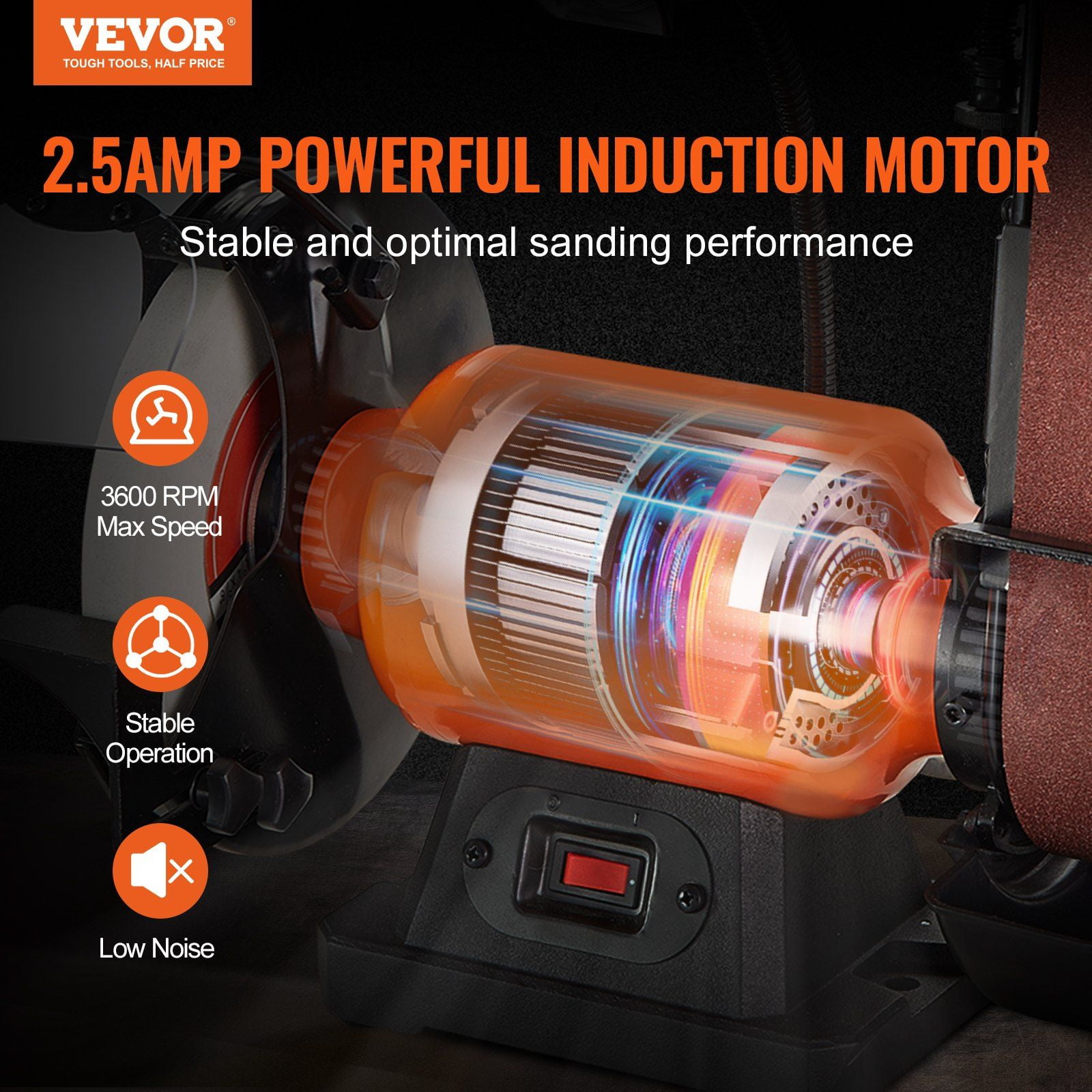Heavy-Duty 8" Bench Grinder & 2x28" Belt Sander Combo – 2.5A Motor for Metal Grinding & Polishing