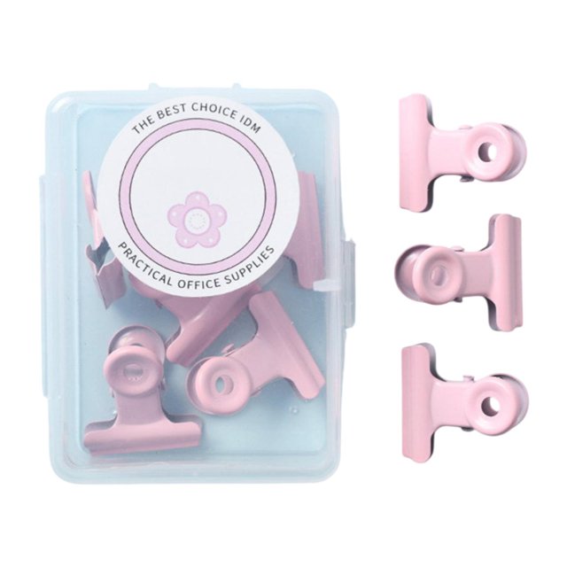 HILABEE 8 Pieces Small Bull Clips Mini Metal Binder for Planner Pages Bags Documents Pink