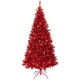 thumbnail image 2 of Northlight Pre-Lit Artificial Tinsel Christmas Tree - 9' - Red - Clear Lights, 2 of 6