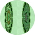 thumbnail image 1 of Ahgly Company Tapis Rond Lavable en Machine Intérieur Transitionnel Vert, 6 Pieds Rond, 1 of 7