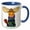 Blue/White, variant on 3drose, Funny Cute Moose Drinking Coffee Wearing Colorful Sweater, 11oz Two-tone Black Mug