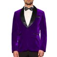 thumbnail image 1 of INSPIRAR CHIC Blazer de Hombre con Solapa de Chal de Un Botón Ajustado para Boda Traje de Tuxedo de Terciopelo L Púrpura, 1 of 4