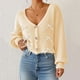 thumbnail image 1 of Suéter de cuello en V para mujer, suéter informal, tops, cuello en V alto, manga larga, abrigo con botones, chaqueta, blusa de punto, tops acrílicos para mujer, 1 of 6
