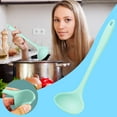 thumbnail image 1 of Soup Spoon, Long Handle Scald Proof Cooking Spoon, High Temperature Resistant Kitchen Tableware Dishwasher Oven Freezer Safe, Green, 1 of 3