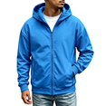 thumbnail image 2 of Zenithor Big and Tall Men's Hooded Windbreaker Jacket Zip Up Rain Coat Solid Long Sleeve Elastic Cuffs Pockets Spring Fall Outdoor Outerwear Blue(XXS-3XL), 2 of 9