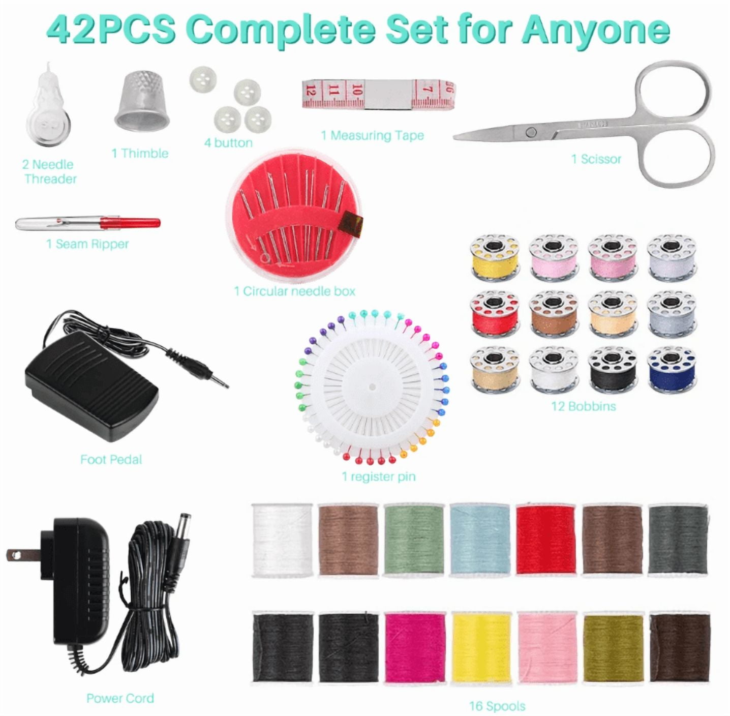 BCOOSSS Sewing Machine for Beginners with 12 Built-in Stitches with Needles