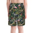 thumbnail image 3 of Rocae Flamingos And Palm Leaves for Teen Beach Trunks Boys Swim Trunks with Compression Liner Quick Dry Board Shorts, 3 of 9