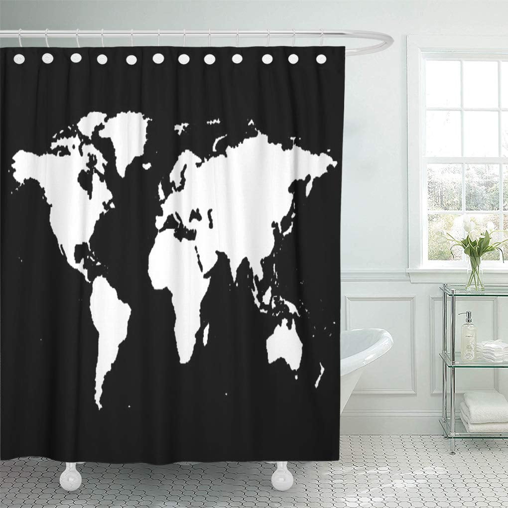 CYNLON Maps Black and White World Planisphere Geography Modern Wall