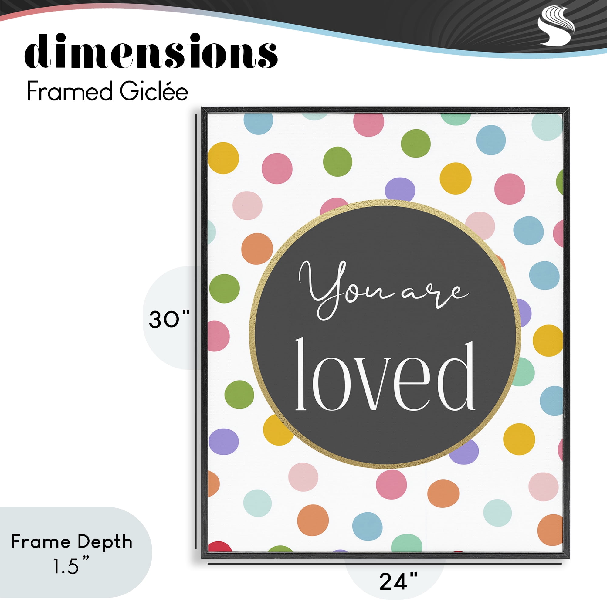 Stupell Industries You Are Loved Polka Dots Black Framed Giclee Art, design by Christine Simpson Art