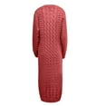 thumbnail image 4 of Offres Cyberlundi 2023 Levmjia Robes d'Automne Hiver pour Femmes 2023 Mode Femmes Col Rond Couleur Unie Fleurs de Chanvre Tricot Manches Longues Robe, 4 of 6
