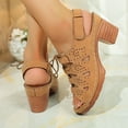 thumbnail image 5 of Women's Sandals Chunky Heel Open Toe Summer Daily Shoes Fashion Casual Spring Summer Hollow Lace-Up Round Toe Open Toe One-Line Buckle Thick Heel High Heel Sandals, 5 of 8