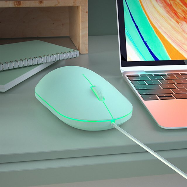 facefd Computer Mouse With Backlit Ergonomic Mute Click 1000 DPI Optical Engine With Colorful Backlit Universal for Office Gaming