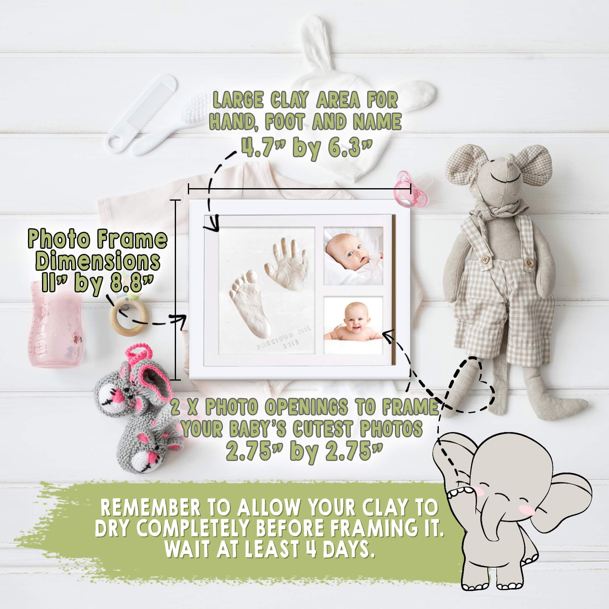 Baby Shower Picture Frames Boys,Girls Baby Prints Photo Frame for Newborn Baby Handprint Footprint Keepsake Kit Baby Nursery Memory Art Kit Frames Onyx Black Perfect Baby Registry Gift Box