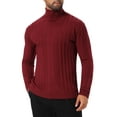 thumbnail image 4 of INSPIRE CHIC Men's Turtleneck Sweaters Solid Color Turtle Neck Warm Knitted Pullover Sweaters S Red, 4 of 6