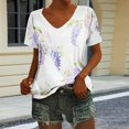 thumbnail image 3 of Women Tops, 2024 Womens Summer Tunics Tops Short Sleeve Casual T-Shirts V Neck Loose Comfy Tee Lightweight Cute Blouse, 3 of 4