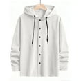 thumbnail image 5 of RYDCOT Men's Corduroy Shirt Jacket Quilted Lined Hoodies Winter Warm Cotton Coat Casual Button Down Jackets White, 5 of 9
