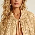 thumbnail image 4 of Lutiedan Medieval Renaissance Cloak with Hood Unisex Adult Sequin Cape Halloween Party Costume Short Cape for Women Men, 4 of 7