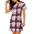 thumbnail image 2 of Susaid Heart Plaid Pattern Sleep Shirts for Women Short Sleeve Night Shirts for Sleeping Pullover Nightgown Soft Nightdress, 2 of 6