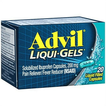 Advil Liqui-Gels Ibuprofen Pain Relief Liquid Filled Capsules, 20Ct, 4-Pack