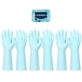 thumbnail image 3 of ULTECHNOVO 3 pares de guantes de cocina impermeables para lavar platos Guantes de goma Guantes protectores de manos para limpieza del hogar Jardinería (color al azar), 3 of 5