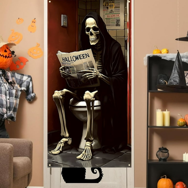 DAMAI Skeleton Door Cover Halloween Decorations Outdoor,35x70 Inch