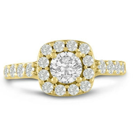 1 3/4 Carat Princess Cut Halo Diamond Engagement Ring in 14 Karat Yellow Gold Size 5