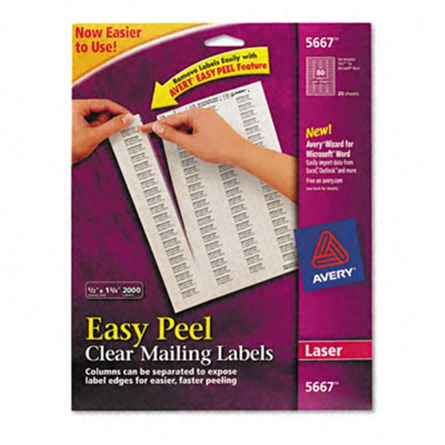 Avery 5667 Laser Address Labels 1/2 x 13/4 Clear 2000/Box Walmart Canada