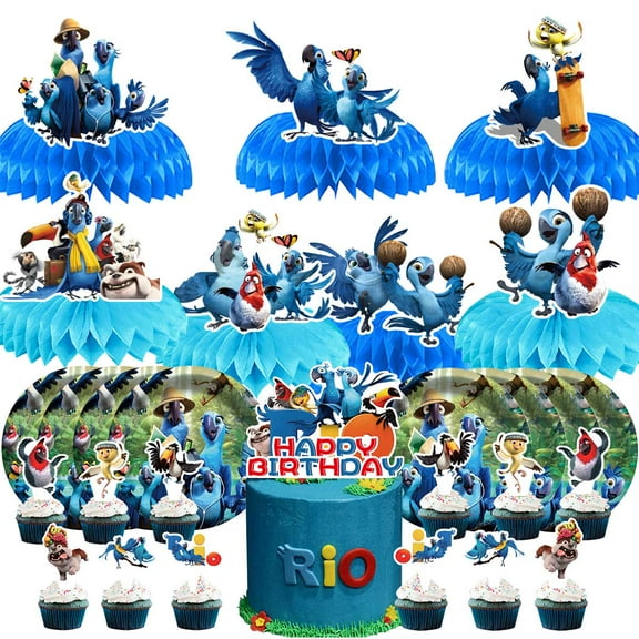 Rio Party Supplies Decor Plates Fans Decorations Honeycomb Centerpieces Cake Toppers