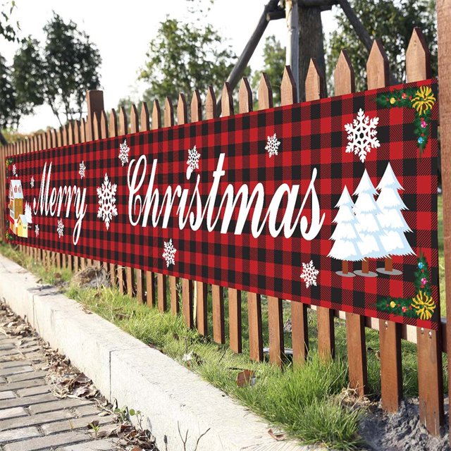 pitrice Christmas Streamer Hanging Background Ornament Polyester Decorative Banner, SDHF-GZ01