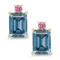 thumbnail image 2 of Gem Stone King 10K Yellow Gold Earrings Persian Blue Moissanite and Lab Grown Diamond (3.08 Cttw), 2 of 5