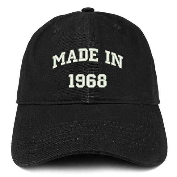 Trendy Apparel Shop Made In 1968 Text Embroidered 50th Birthday Brushed Cotton Cap