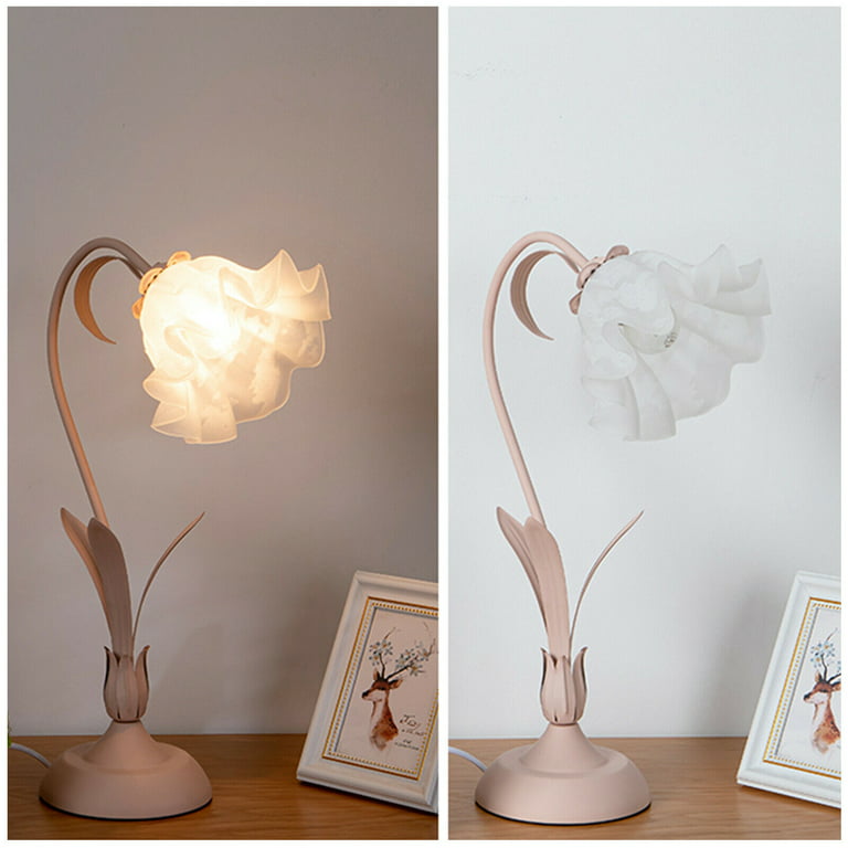 Oukaning Table Lamp Lily Flower Design Desk Light Bedside Night