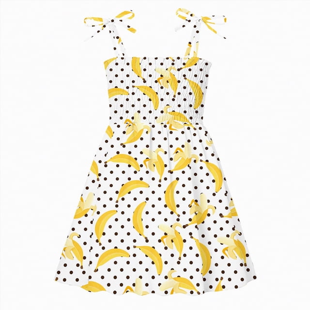 Gubotare Robe Fille Tout-Petit Robe Fille Décontractée Col Rond Ligne A Manches à Volants Longueur Genou Robes 3T 4T (Jaune, 3-4 Ans)