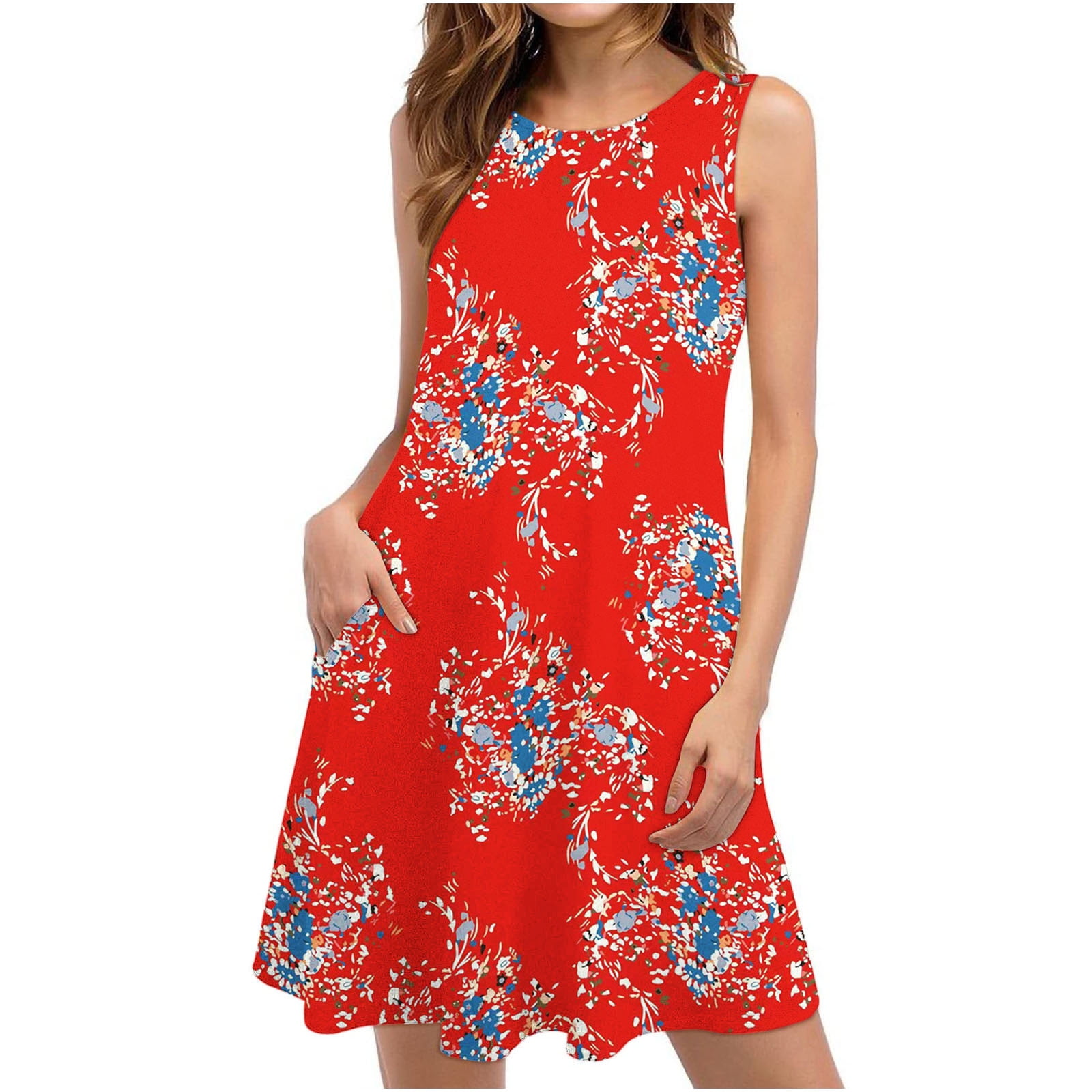 amlbb Summer Dresses For Women 2023 Beach Floral Tshirt Sleeveless ...