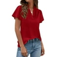 thumbnail image 5 of PRETTYGARDEN Women's Summer Blouses Dressy Casual Ruffle Cap Sleeve V Neck Business Work Trendy Cute Tops Spring Outfits, 5 of 10