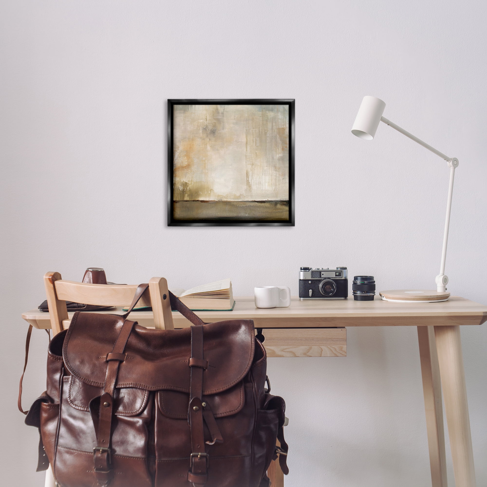 Stupell Industries Abstract Brushed Rustic Abstract Painting Black Floater Framed Canvas Art Print Wall Art, 25 x 25