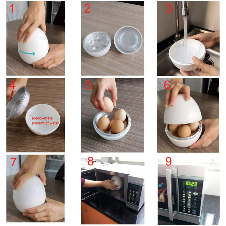 HOME-X Jumbo Hen-Shaped Microwave Egg Boiler with Lid, Cook 1 to 4 Eggs,  Quick Hard Boiled Egg Maker, Breakfast Cooking Utensils