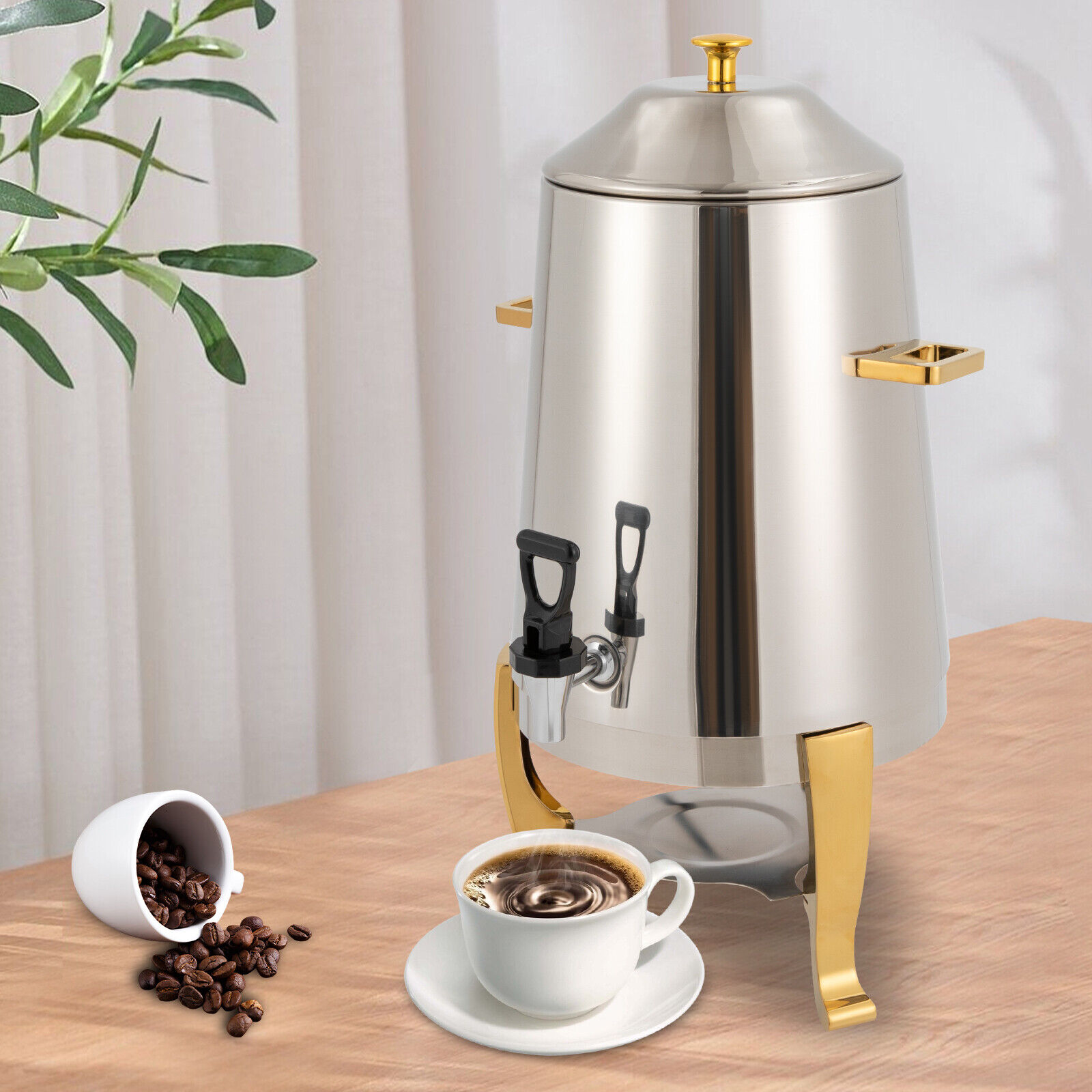 Miumaeov Hot Water Dispenser Stainless Steel Coffee Tea Chafer Urn Hot Chocolate Drink Beverage Dispenser with Faucet