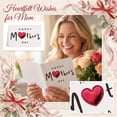 thumbnail image 7 of Mother's Day Greeting Card with Floral Heart Design, Elegant Mother's Day Gifts for Mom Grandma Wife, Valentines Day Gifts, Beautiful Flower Note Card for Spring, Birthday Card Women, D, 7 of 7