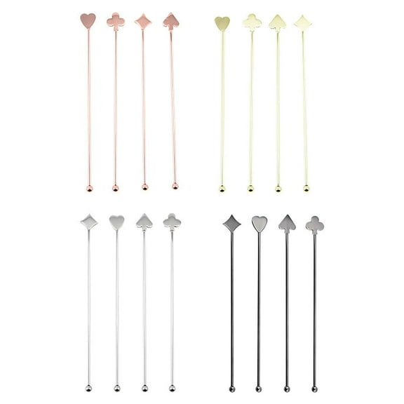 XMMSWDLA 4 Pieces Cocktail Stirrers for Drinks Reusable Coffee Stirrers, Vintage Decor Stirring Sticks Metal Stir Sticks for Coffee Bar, Stainless Steel Alcohol Stirrers Swizzle Sticks for Cocktails