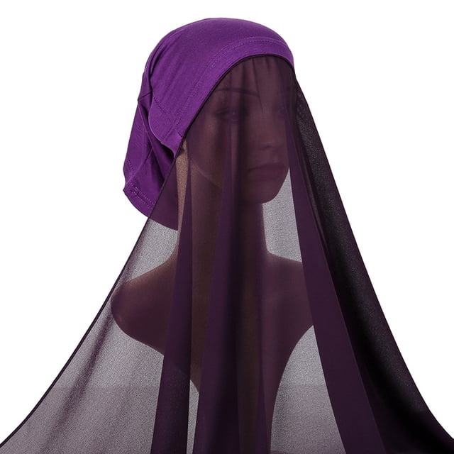 Traje de bufanda de gasa con perlas monocromáticas, sombrero, bufanda cómoda para mujer, sombrero de tubo, bufanda larga de una pieza