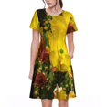 thumbnail image 1 of Easygdp Cactus Flowers para Vestido Transpirable de Mujer, Vestido Suelto de Manga Corta con Pliegues y Bolsillos para el Verano, 1 of 6